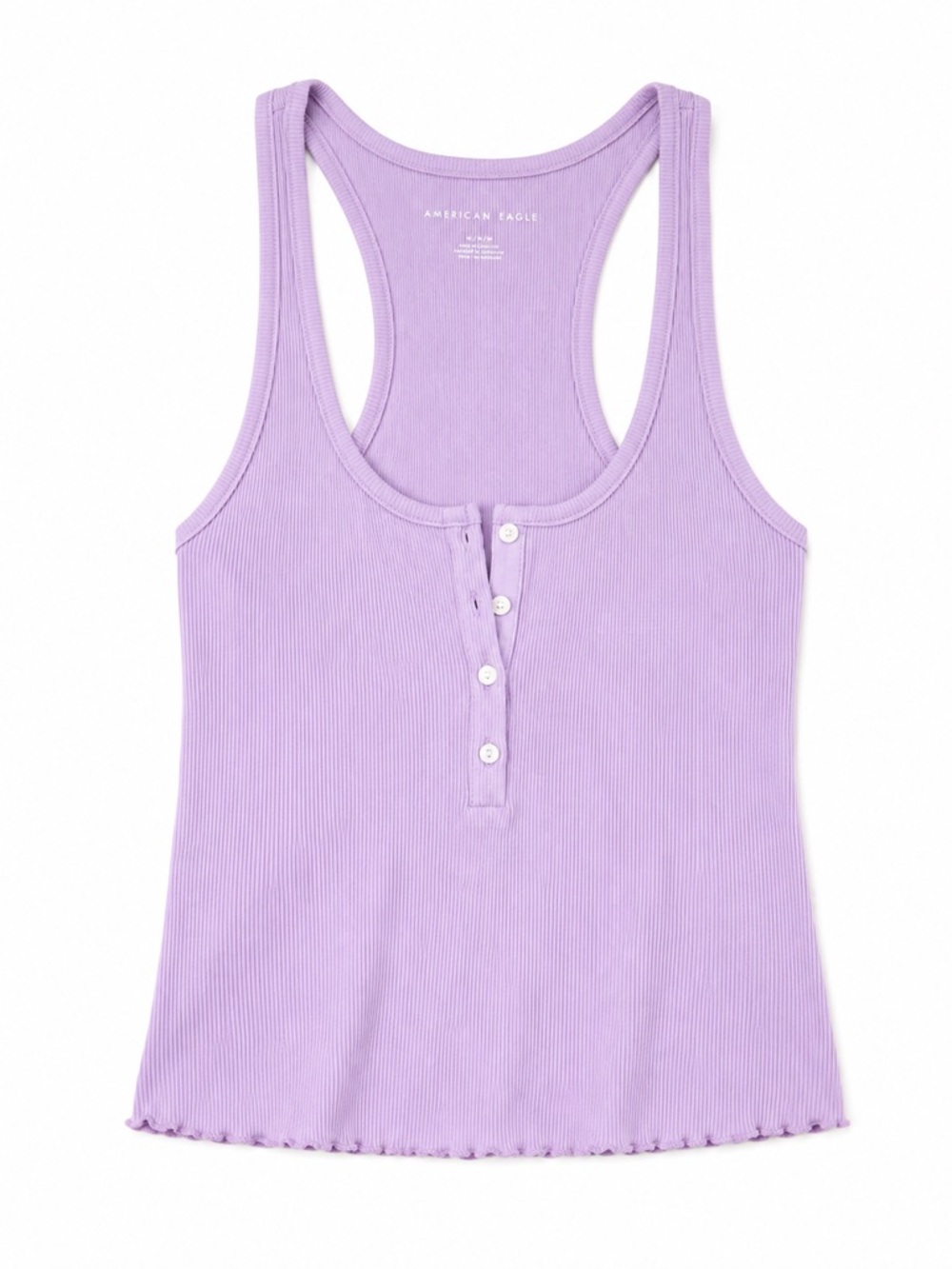 American Eagle Outfitters Lavender Ribbed Henley Tank | Size Medium